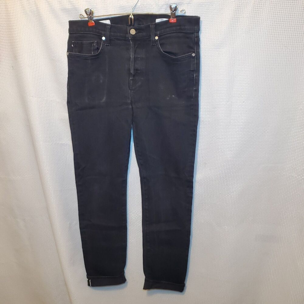 BLDWN BALDWIN BLACK SELVEDGE JEANS 32 x 30 Modern Skinny Distressed Faded